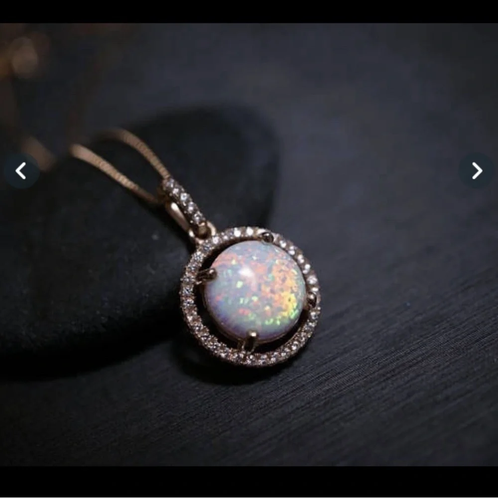 Rose gold fire opal necklace